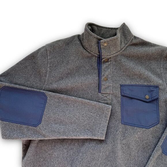 LL Bean Snap T Fleece Sweater XL Tall Men Gray Elbow Patch Pocket Soft Warm - Picture 3 of 7